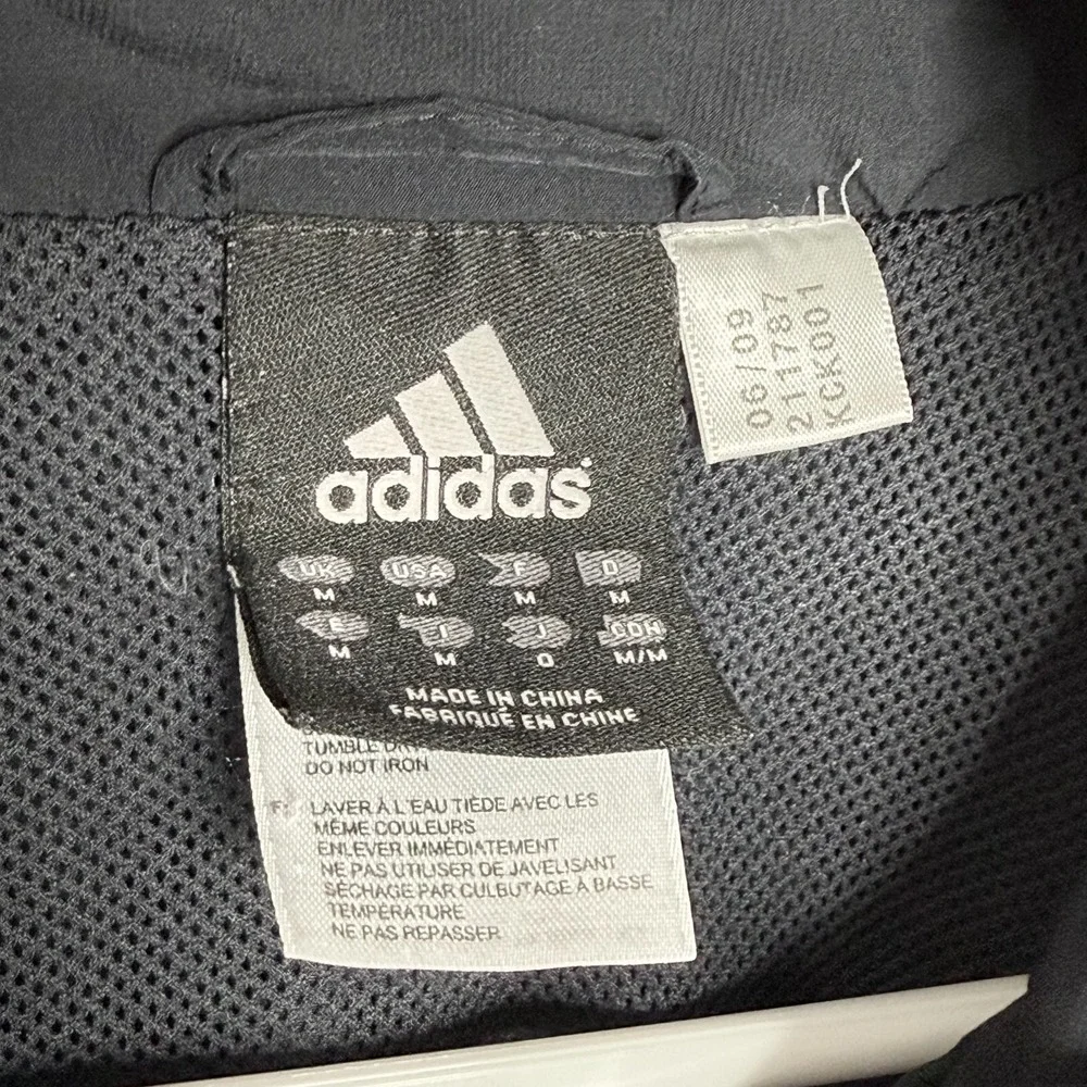 Vintage Adidas‎ Jacket Mens Medium Windbreaker Full Zip Up 3 Stripes Navy Blue
